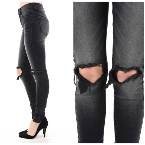 FADED BLACK SKINNY JEANS - Picture 7 of 8